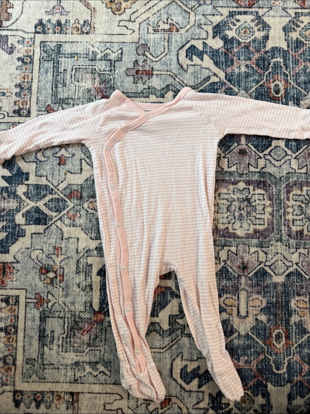 Burt's Bees Baby Pink & White Striped Footed One-Piece